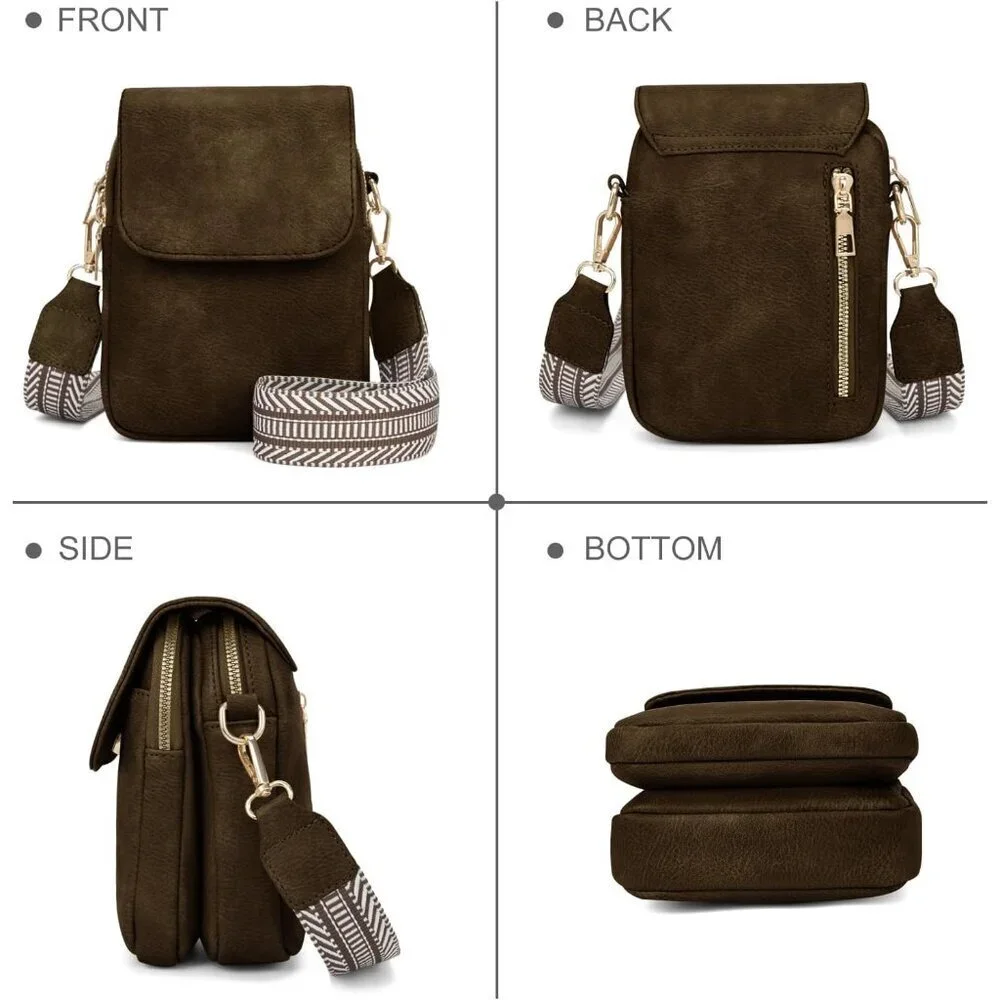 Small Crossbody Bag for Women RFID-Blocking Leather Travel Wallet